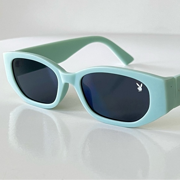 PLAYBOY Accessories - Playboy Y2K Bunny Icon Pastel Blue Sunnies Rectangular Sunglasses